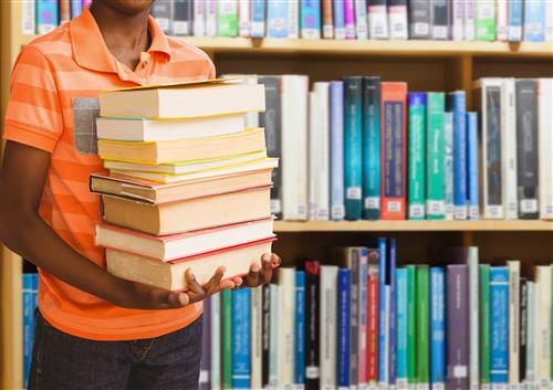 Student with textbooks 
